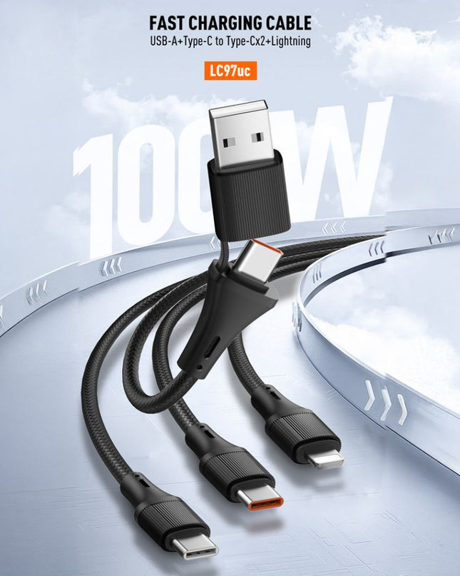 Data kabl LDNIO LC97 uc 100W 4 u 1 crni 1.2m