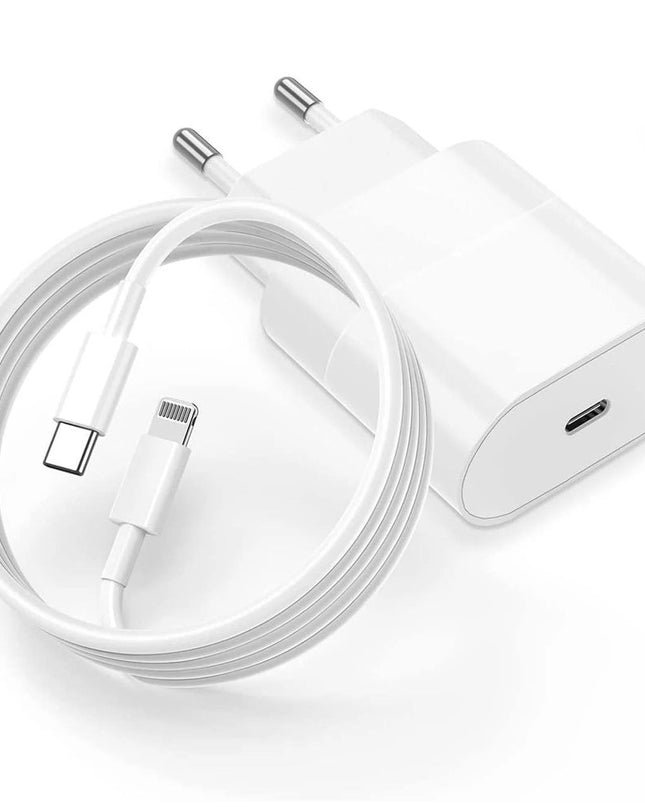 Kucni punjac PD Fast charger 20W za iPhone 11-14 sa PD lightning kablom CE beli