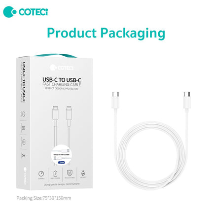 Data kabl Coteci 32117 5A 60W 40 Gps PD Type C na Type C beli 2m