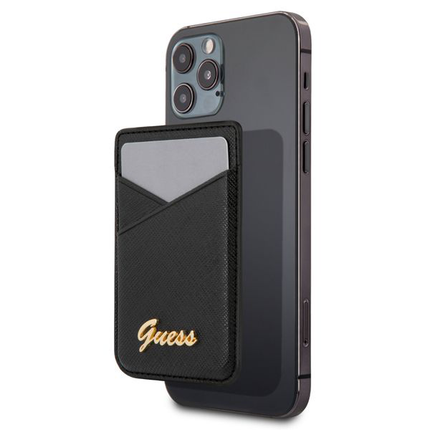 Torbica za kartice Guess Wallet Cardslot Sticker 3M Saffiano Script  (GUCHSSABK)
