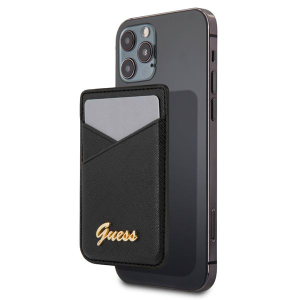 Torbica za kartice Guess Wallet Cardslot Sticker 3M Saffiano Script  (GUCHSSABK)