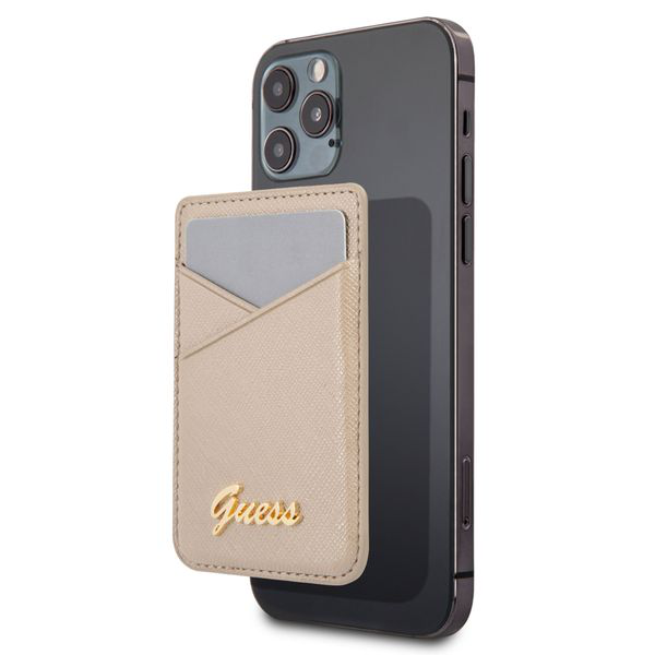 Torbica za kartice Guess Wallet Cardslot Sticker 3M Saffiano Script  (GUCHSSAGO)
