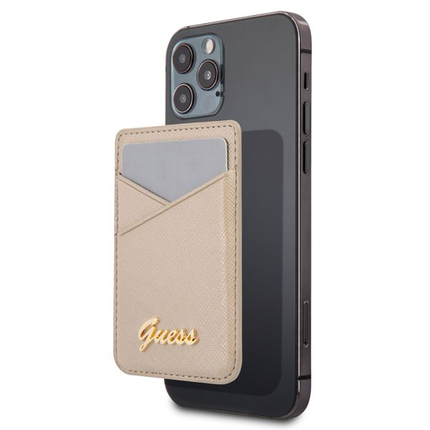 Torbica za kartice Guess Wallet Cardslot Sticker 3M Saffiano Script  (GUCHSSAGO)