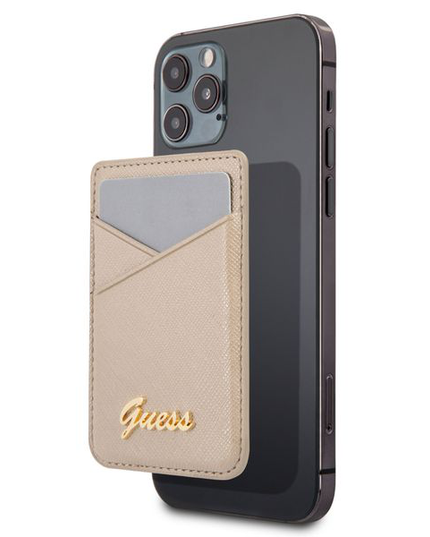 Torbica za kartice Guess Wallet Cardslot Sticker 3M Saffiano Script  (GUCHSSAGO)