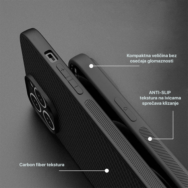 Torbica Carbon fiber za Xiaomi Redmi Note 14 Pro 4G (EU) crna