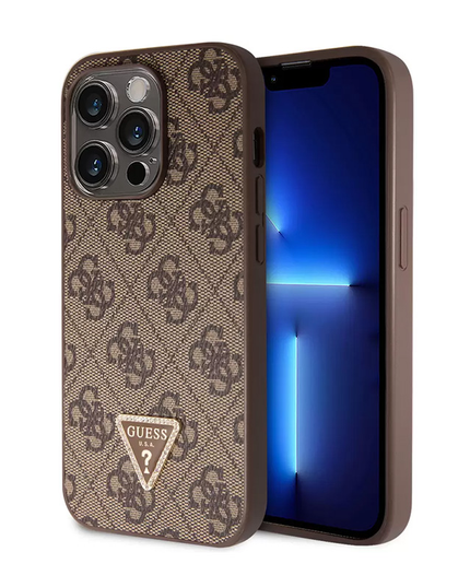 Torbica Guess Hc PU Leather 4G Triangle Strass za iPhone 15 Pro 6.1  (GUHCP15LP4TDPW)