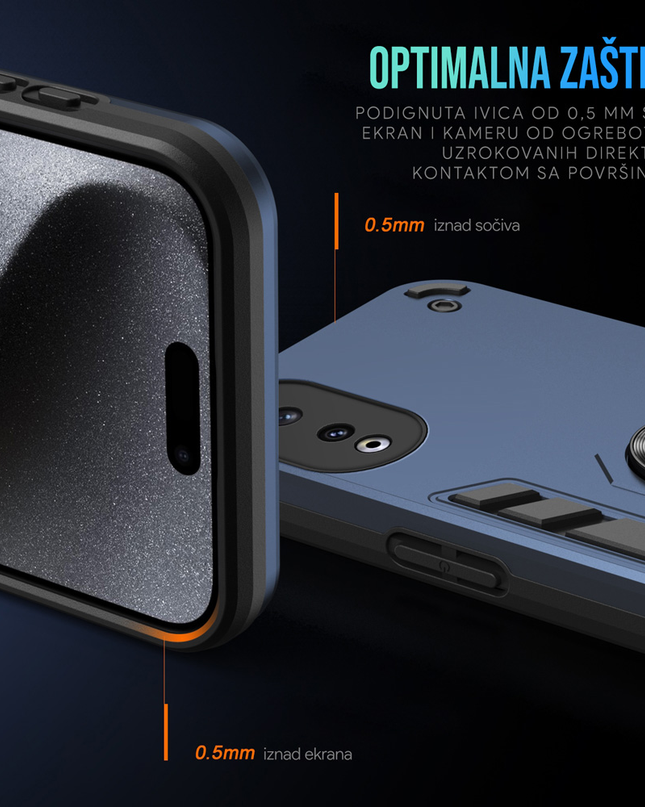 Torbica Hard Ring za iPhone 16 Pro 6.3 tamno plava