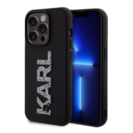 Torbica Karl Lagerfeld 3D Rubber Glitter Logo za iPhone 15 Pro Max 6.7  (KLHCP15X3DMBKCK)