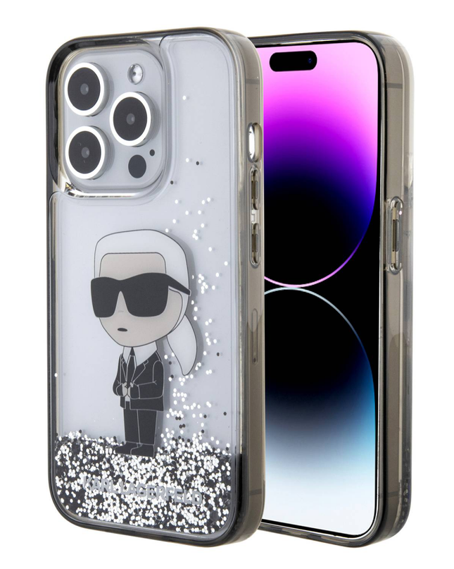 Torbica Karl Lagerfeld Liquid Glitter Ikonik za iPhone 15 Pro Max 6.7  (KLHCP15XLKKNSK)