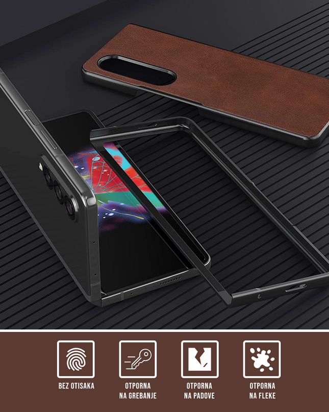 Maska Leather za Samsung F936B Galaxy Z Fold 4 5G plava
