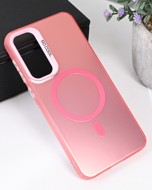 Torbica Magsafe Clear za Samsung A556B Galaxy A55 5G roze
