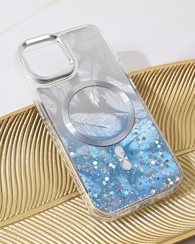 Torbica Magsafe Glitter za iPhone 15 6.1 svetlo plava