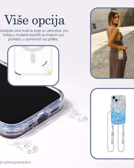 Torbica Magsafe Glitter za iPhone 15 6.1 svetlo plava