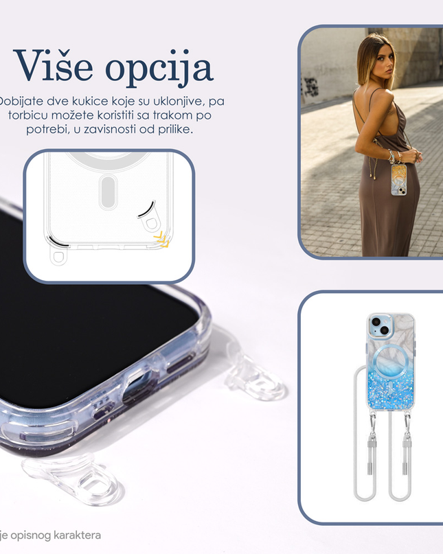 Torbica Magsafe Glitter za iPhone 15 6.1 svetlo plava