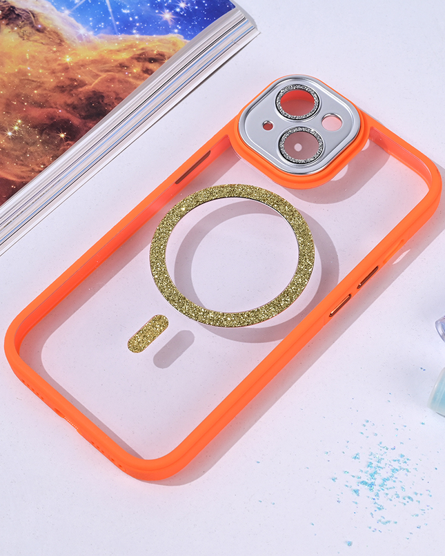 Torbica Magsafe shining za iPhone 15 6.1 narandzasta