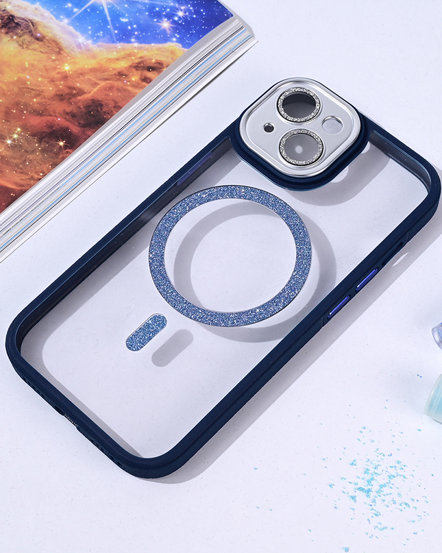 Torbica Magsafe shining za iPhone 15 6.1 tamno plava