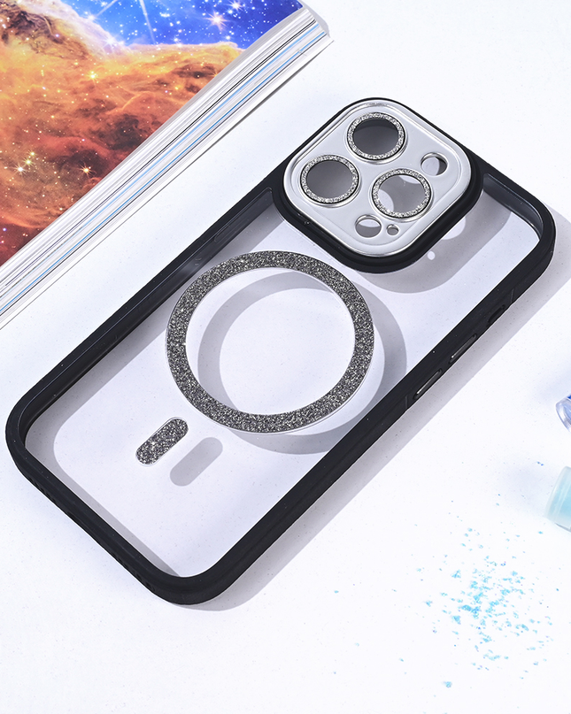 Torbica Magsafe shining za iPhone 15 Pro 6.1 crna