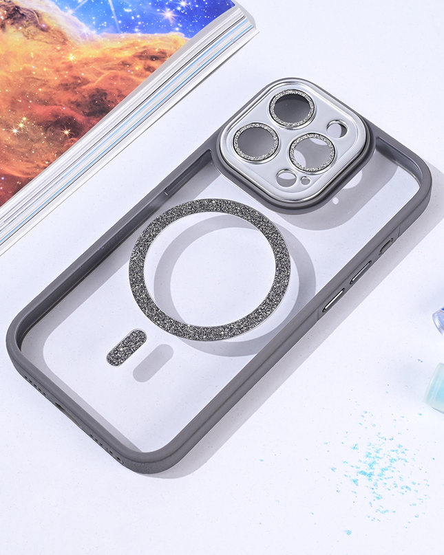 Torbica Magsafe shining za iPhone 15 Pro 6.1 siva