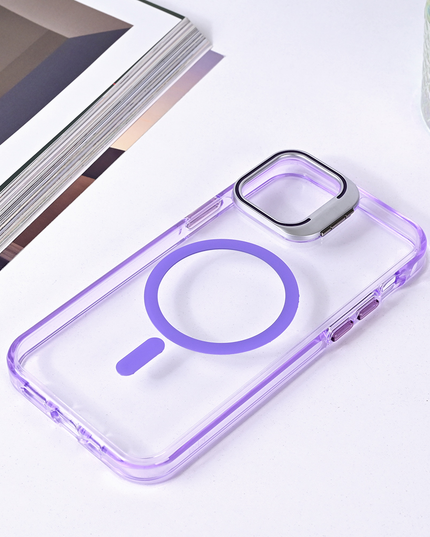 Torbica Magsafe transparent za iPhone 12 6.1 ljubicasta