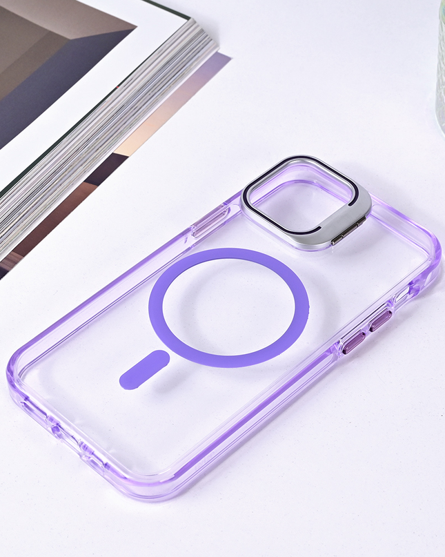 Torbica Magsafe transparent za iPhone 12 6.1 ljubicasta