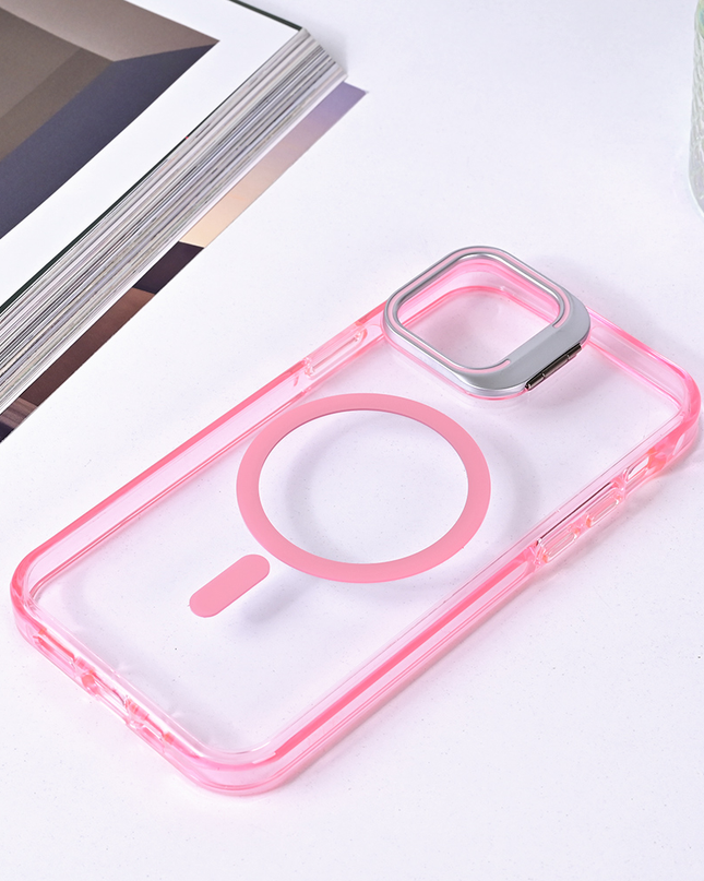 Torbica Magsafe transparent za iPhone 12 6.1 pink