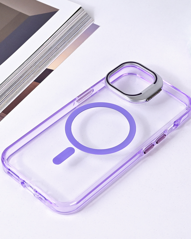 Torbica Magsafe transparent za iPhone 15 6.1 ljubicasta
