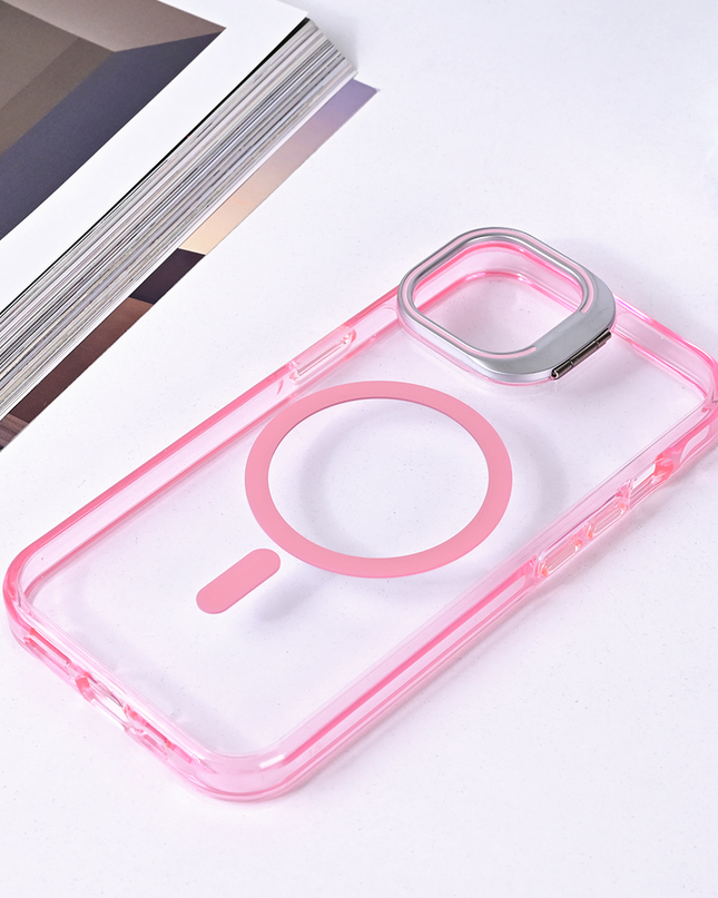 Torbica Magsafe transparent za iPhone 15 6.1 pink