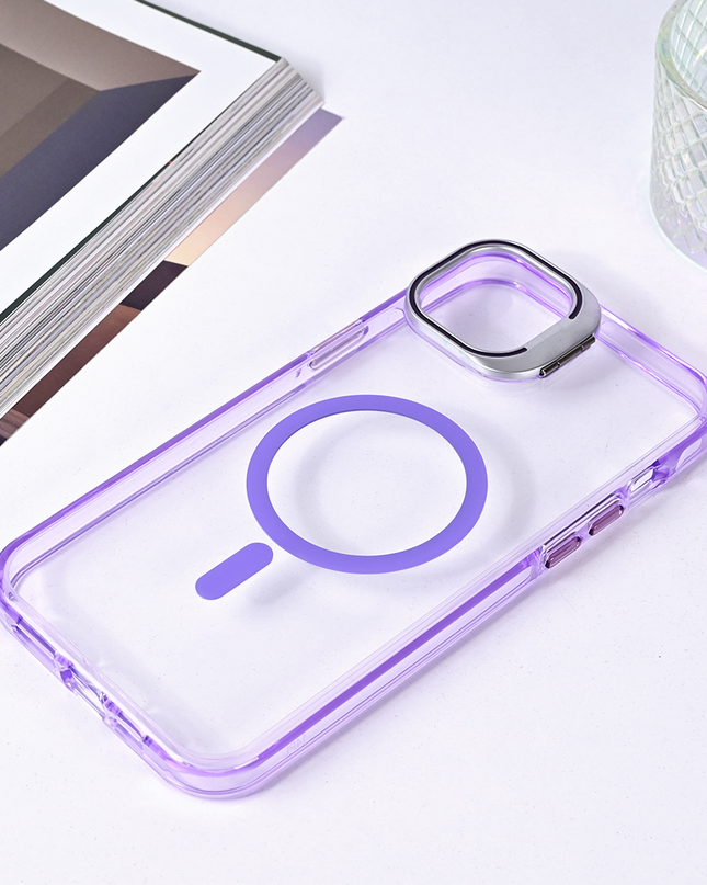 Torbica Magsafe transparent za iPhone 15 Plus 6.7 ljubicasta