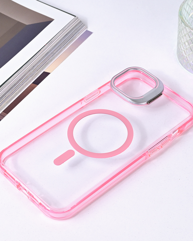 Torbica Magsafe transparent za iPhone 15 Plus 6.7 pink