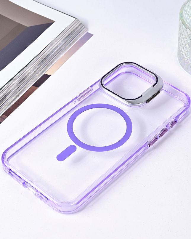 Torbica Magsafe transparent za iPhone 15 Pro Max 6.7 ljubicasta