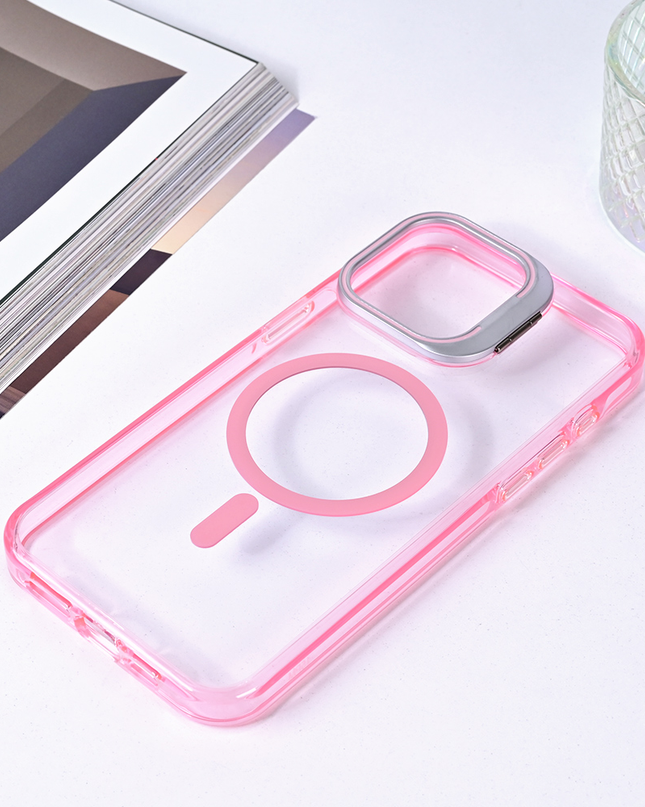 Torbica Magsafe transparent za iPhone 15 Pro Max 6.7 pink